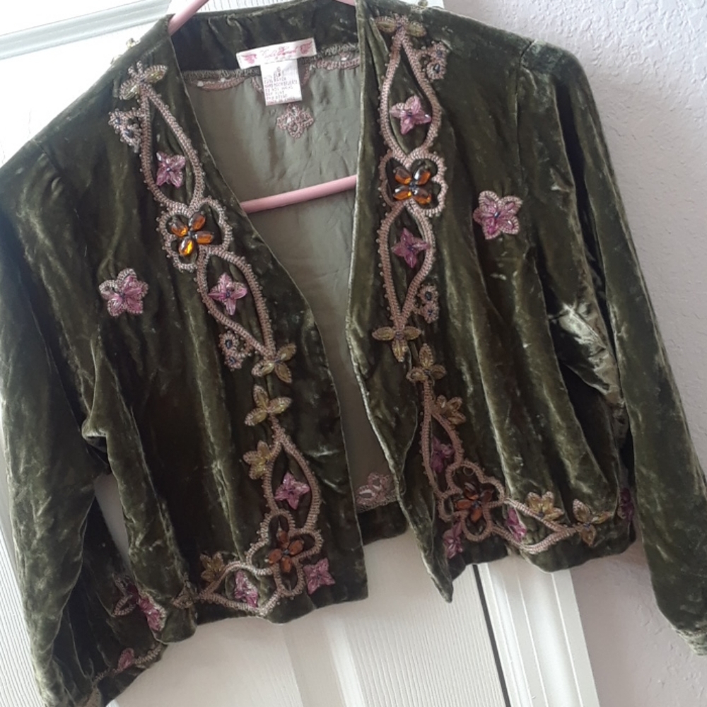 GOLD HAWK..SILK/VELOUR...BOHO BOLERO..SMALL